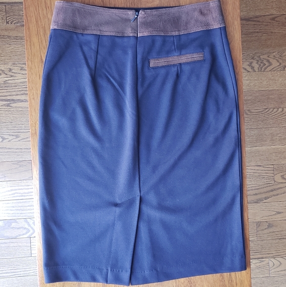 Club Monaco | Navy Qnd Brown Pencil Skirt - Picture 7 of 11